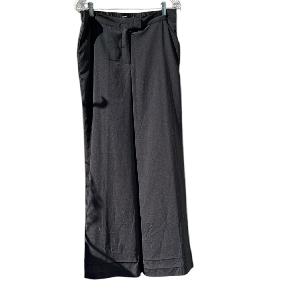 XOXO Black size large Wide Leg Pants sheer wide leg pants built in shorts NWT